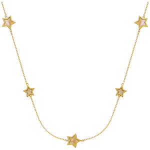 Collier Gelbgold 750 mit 5 Perlmuttsternenl 45cm