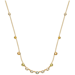 Collier Gelbgold 750 45cm mit 2 Citrinen 0.20ct., 4 grünen Amethysten 0.30ct,