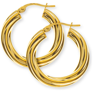 Kreolen Gelbgold 750, Runddraht D: 23mm B: 4mm, gedreht