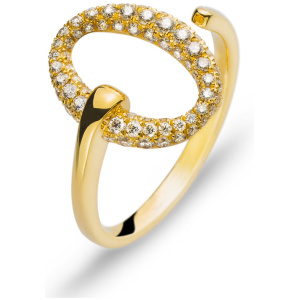Ring mit offener Schiene und rundem Ringkopf Gelbgold 750